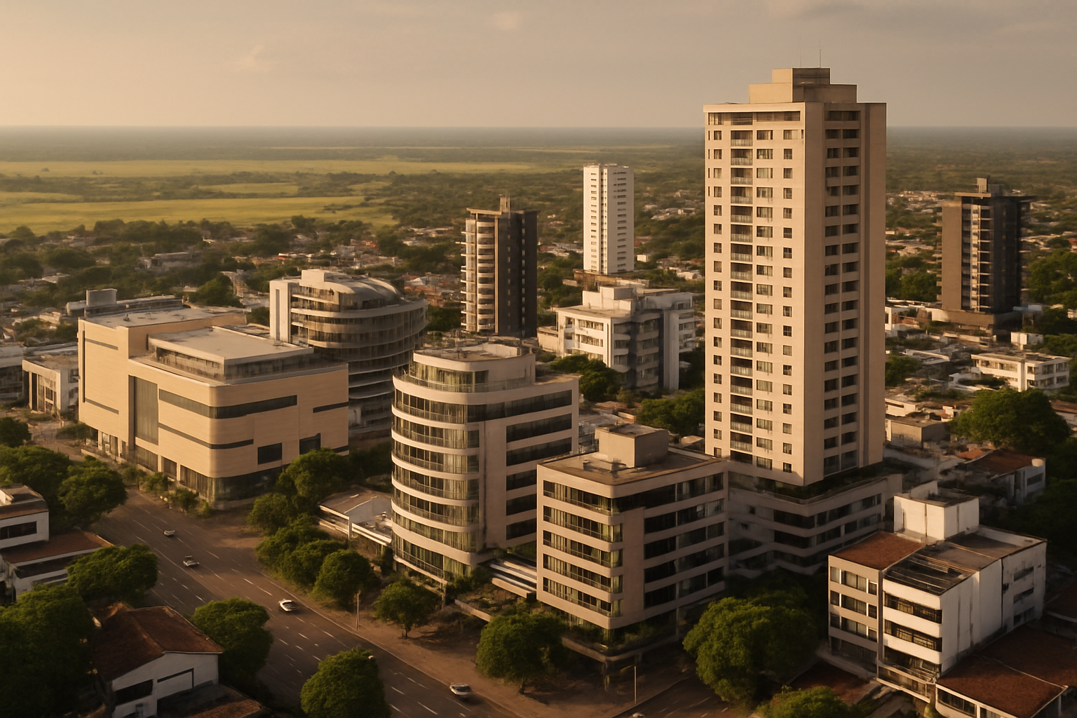 Paisaje urbano de Villavicencio con los llanos orientales al fondo